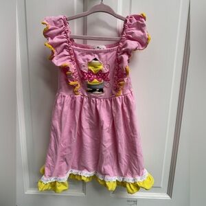 Marie Nicole 4T Girls Back to School Pencil Pink Yellow Short Sleeve Dress